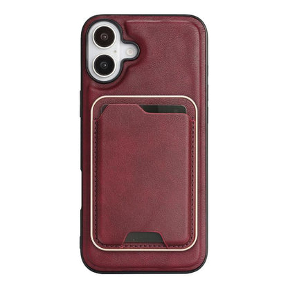 For iPhone 17 Kalebol Slim MagSafe Ring Magnetic Card Bag Leather Phone Case(Red) by Kalebol