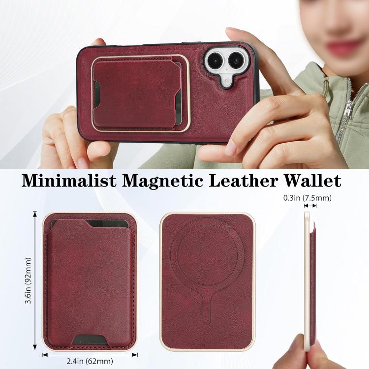 For iPhone 17 Kalebol Slim MagSafe Ring Magnetic Card Bag Leather Phone Case(Red) by Kalebol