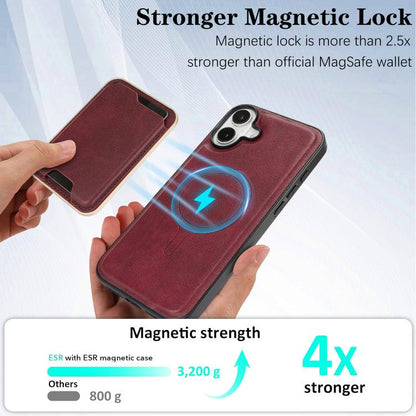 For iPhone 17 Kalebol Slim MagSafe Ring Magnetic Card Bag Leather Phone Case(Red) by Kalebol