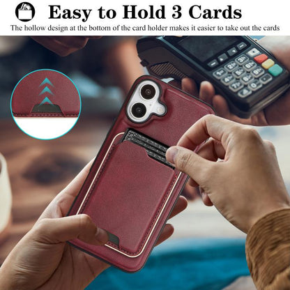 For iPhone 17 Kalebol Slim MagSafe Ring Magnetic Card Bag Leather Phone Case(Red) by Kalebol