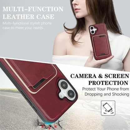 For iPhone 17 Kalebol Slim MagSafe Ring Magnetic Card Bag Leather Phone Case(Red) by Kalebol