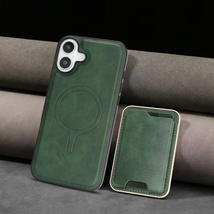 For iPhone 17 Kalebol Slim MagSafe Ring Magnetic Card Bag Leather Phone Case(Green) by Kalebol