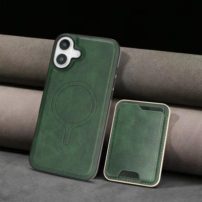For iPhone 17 Kalebol Slim MagSafe Ring Magnetic Card Bag Leather Phone Case(Green) by Kalebol
