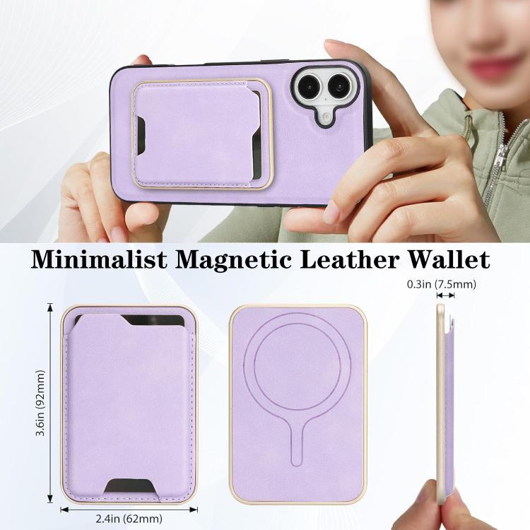 For iPhone 17 Kalebol Slim MagSafe Ring Magnetic Card Bag Leather Phone Case(Purple) by Kalebol