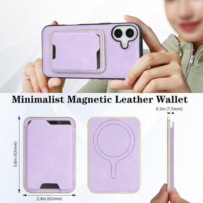 For iPhone 17 Kalebol Slim MagSafe Ring Magnetic Card Bag Leather Phone Case(Purple) by Kalebol