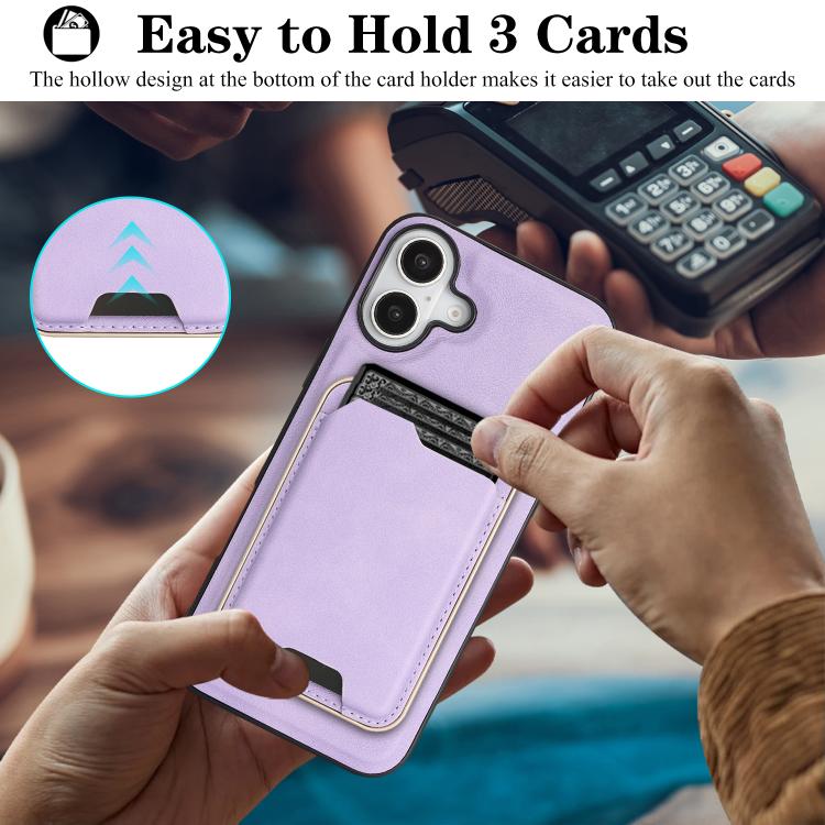 For iPhone 17 Kalebol Slim MagSafe Ring Magnetic Card Bag Leather Phone Case(Purple) by Kalebol
