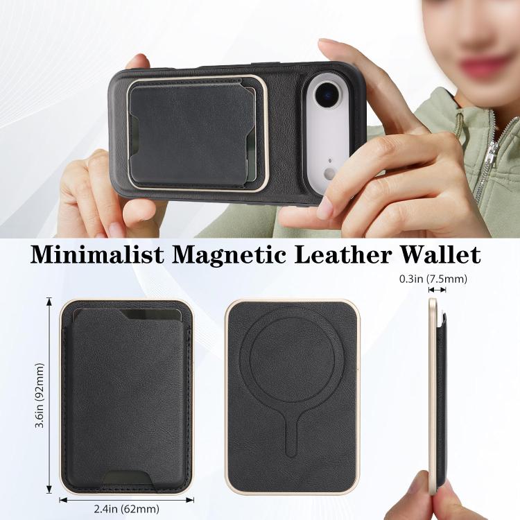 For iPhone Air Kalebol Slim MagSafe Ring Magnetic Card Bag Leather Phone Case(Black) by Kalebol