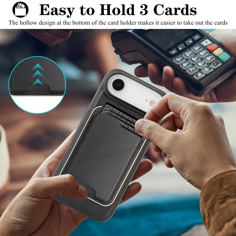 For iPhone Air Kalebol Slim MagSafe Ring Magnetic Card Bag Leather Phone Case(Black) by Kalebol