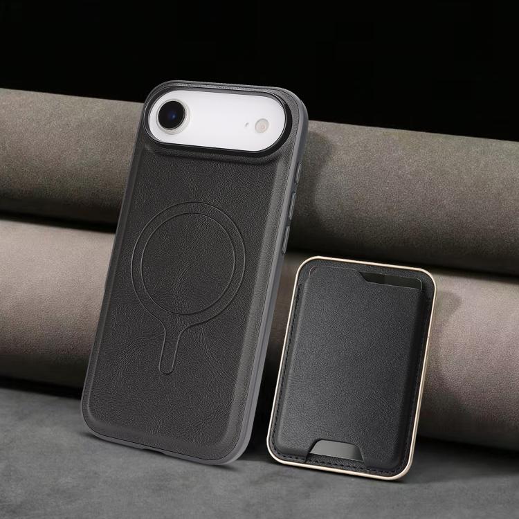 For iPhone Air Kalebol Slim MagSafe Ring Magnetic Card Bag Leather Phone Case(Black) by Kalebol