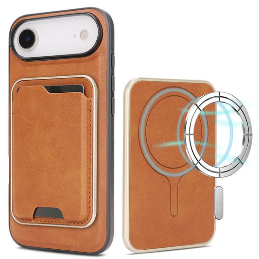 For iPhone Air Kalebol Slim MagSafe Ring Magnetic Card Bag Leather Phone Case(Brown) by Kalebol