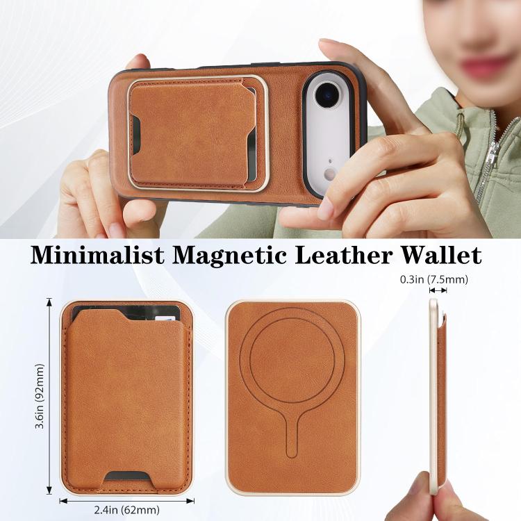 For iPhone Air Kalebol Slim MagSafe Ring Magnetic Card Bag Leather Phone Case(Brown) by Kalebol