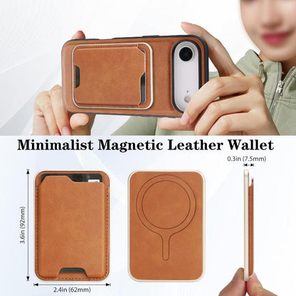 For iPhone Air Kalebol Slim MagSafe Ring Magnetic Card Bag Leather Phone Case(Brown) by Kalebol