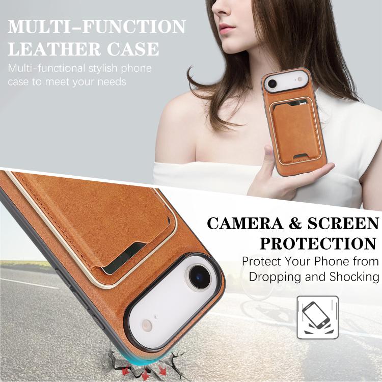 For iPhone Air Kalebol Slim MagSafe Ring Magnetic Card Bag Leather Phone Case(Brown) by Kalebol