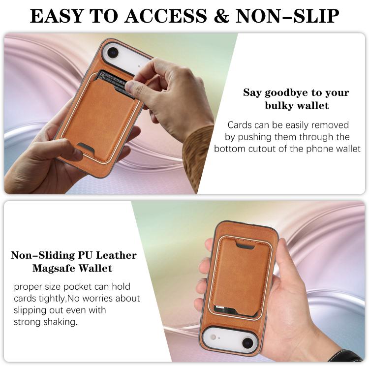 For iPhone Air Kalebol Slim MagSafe Ring Magnetic Card Bag Leather Phone Case(Brown) by Kalebol