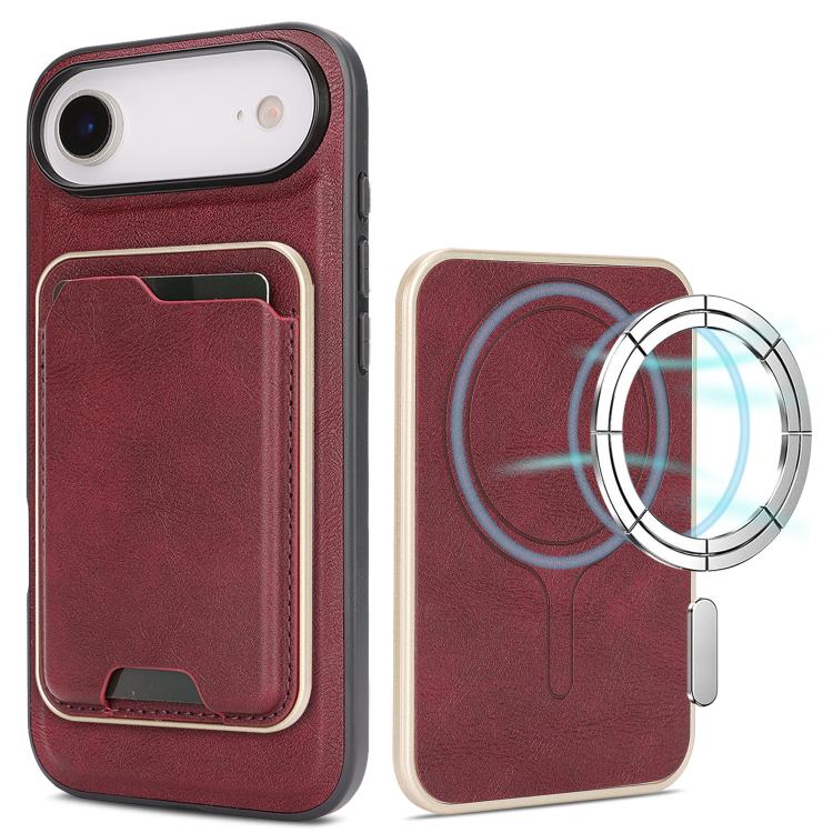 For iPhone Air Kalebol Slim MagSafe Ring Magnetic Card Bag Leather Phone Case(Red) by Kalebol