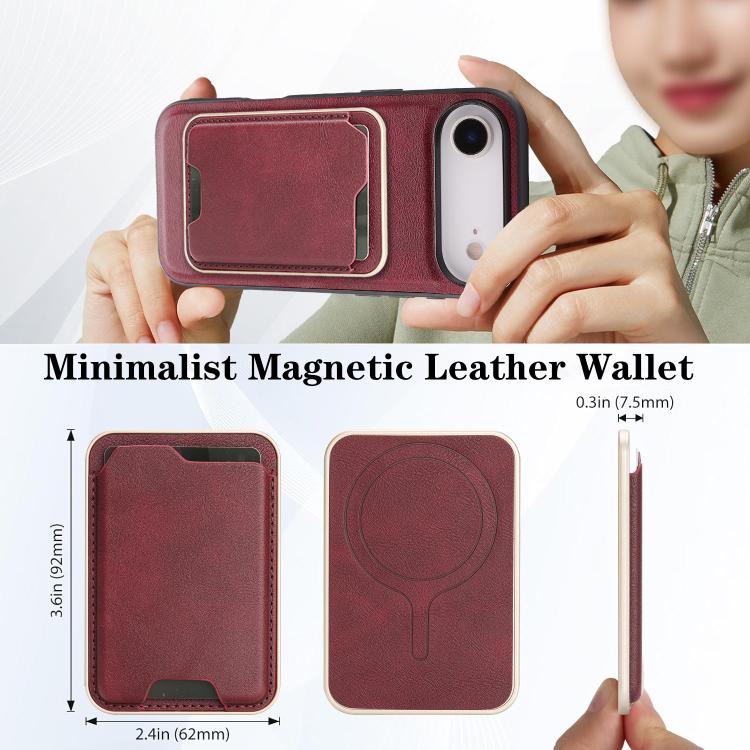 For iPhone Air Kalebol Slim MagSafe Ring Magnetic Card Bag Leather Phone Case(Red) by Kalebol