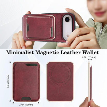For iPhone Air Kalebol Slim MagSafe Ring Magnetic Card Bag Leather Phone Case(Red) by Kalebol
