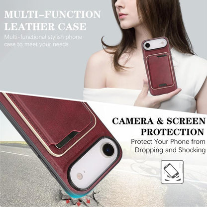 For iPhone Air Kalebol Slim MagSafe Ring Magnetic Card Bag Leather Phone Case(Red) by Kalebol