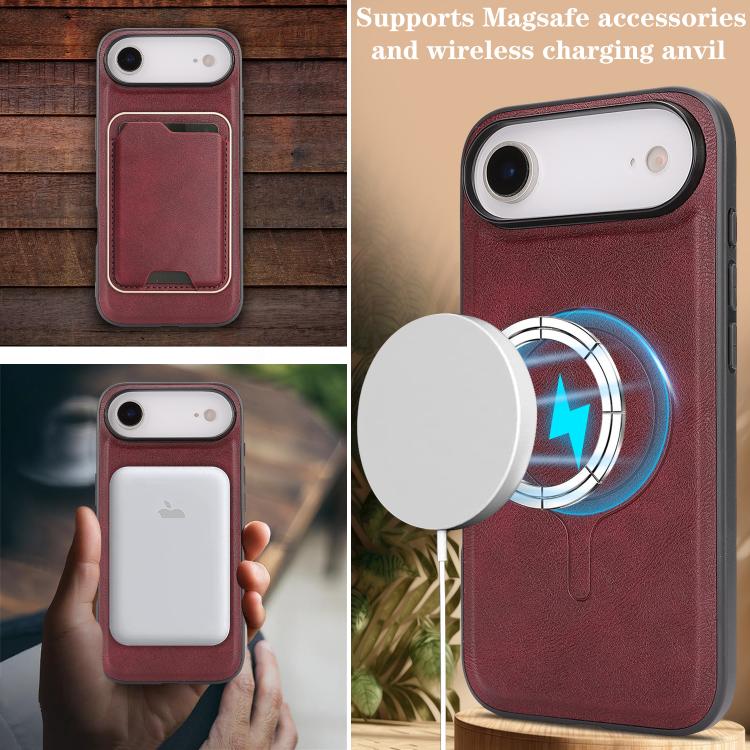 For iPhone Air Kalebol Slim MagSafe Ring Magnetic Card Bag Leather Phone Case(Red) by Kalebol