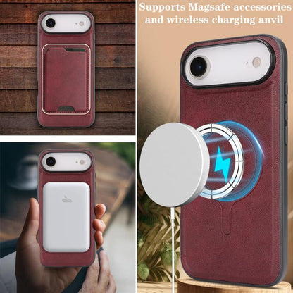 For iPhone Air Kalebol Slim MagSafe Ring Magnetic Card Bag Leather Phone Case(Red) by Kalebol