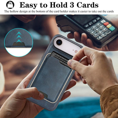 For iPhone Air Kalebol Slim MagSafe Ring Magnetic Card Bag Leather Phone Case(Blue) by Kalebol