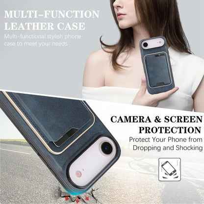 For iPhone Air Kalebol Slim MagSafe Ring Magnetic Card Bag Leather Phone Case(Blue) by Kalebol