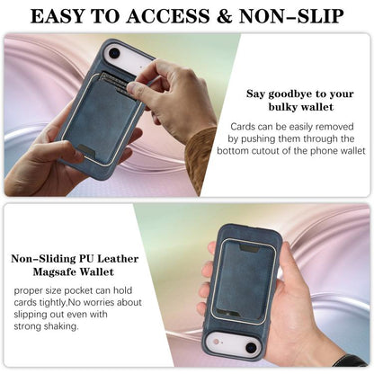 For iPhone Air Kalebol Slim MagSafe Ring Magnetic Card Bag Leather Phone Case(Blue) by Kalebol