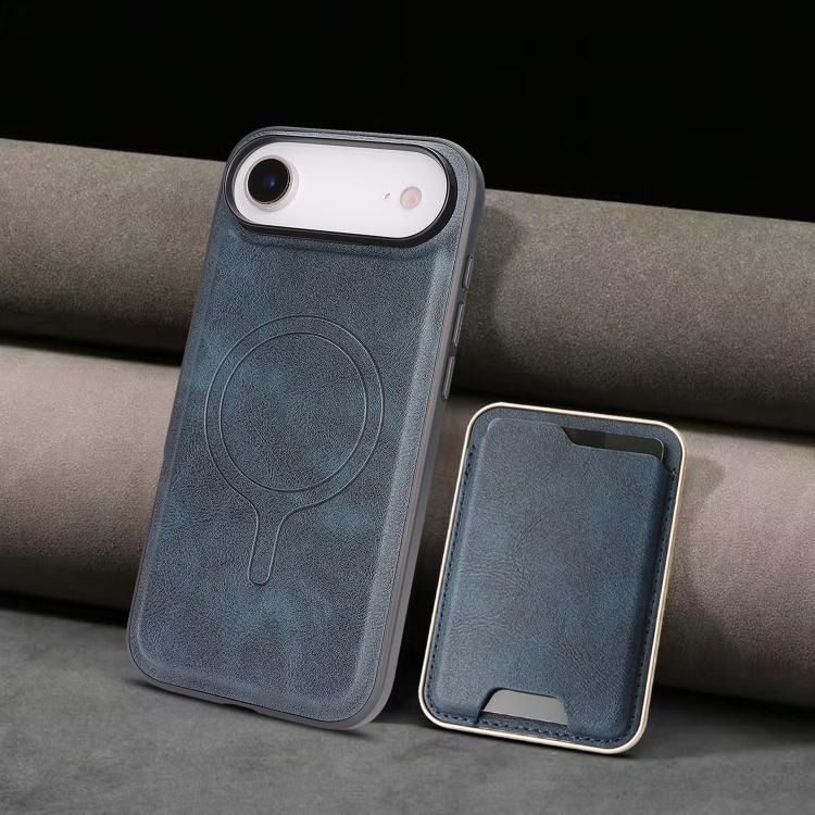 For iPhone Air Kalebol Slim MagSafe Ring Magnetic Card Bag Leather Phone Case(Blue) by Kalebol