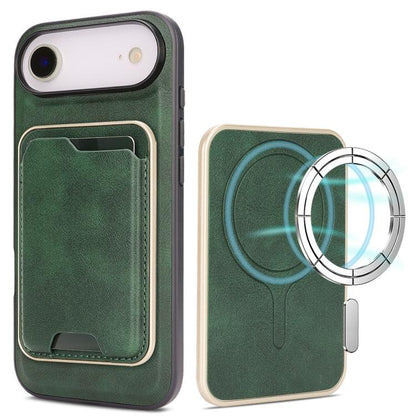 For iPhone Air Kalebol Slim MagSafe Ring Magnetic Card Bag Leather Phone Case(Green) by Kalebol