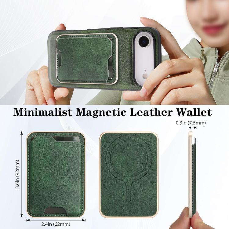 For iPhone Air Kalebol Slim MagSafe Ring Magnetic Card Bag Leather Phone Case(Green) by Kalebol