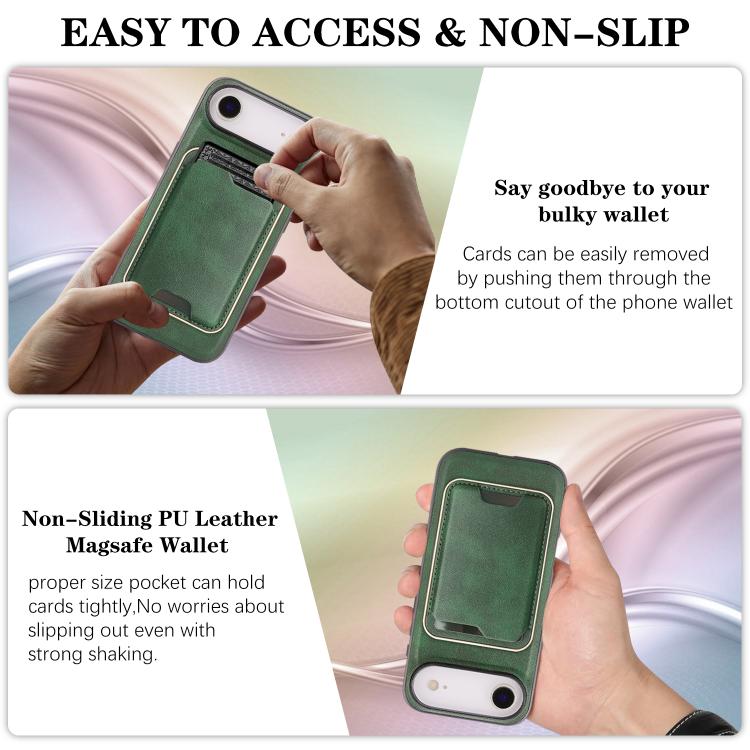 For iPhone Air Kalebol Slim MagSafe Ring Magnetic Card Bag Leather Phone Case(Green) by Kalebol