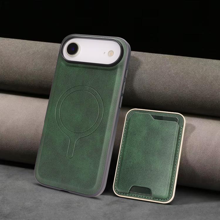 For iPhone Air Kalebol Slim MagSafe Ring Magnetic Card Bag Leather Phone Case(Green) by Kalebol