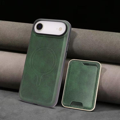 For iPhone Air Kalebol Slim MagSafe Ring Magnetic Card Bag Leather Phone Case(Green) by Kalebol