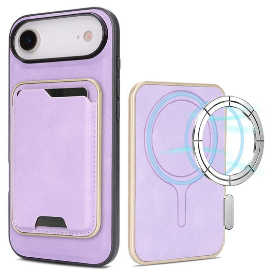 For iPhone Air Kalebol Slim MagSafe Ring Magnetic Card Bag Leather Phone Case(Purple) by Kalebol