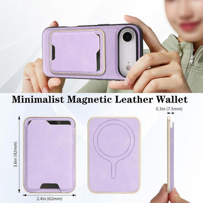 For iPhone Air Kalebol Slim MagSafe Ring Magnetic Card Bag Leather Phone Case(Purple) by Kalebol