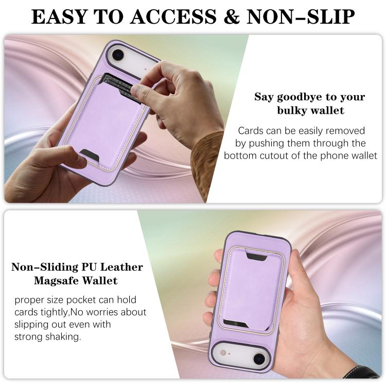 For iPhone Air Kalebol Slim MagSafe Ring Magnetic Card Bag Leather Phone Case(Purple) by Kalebol