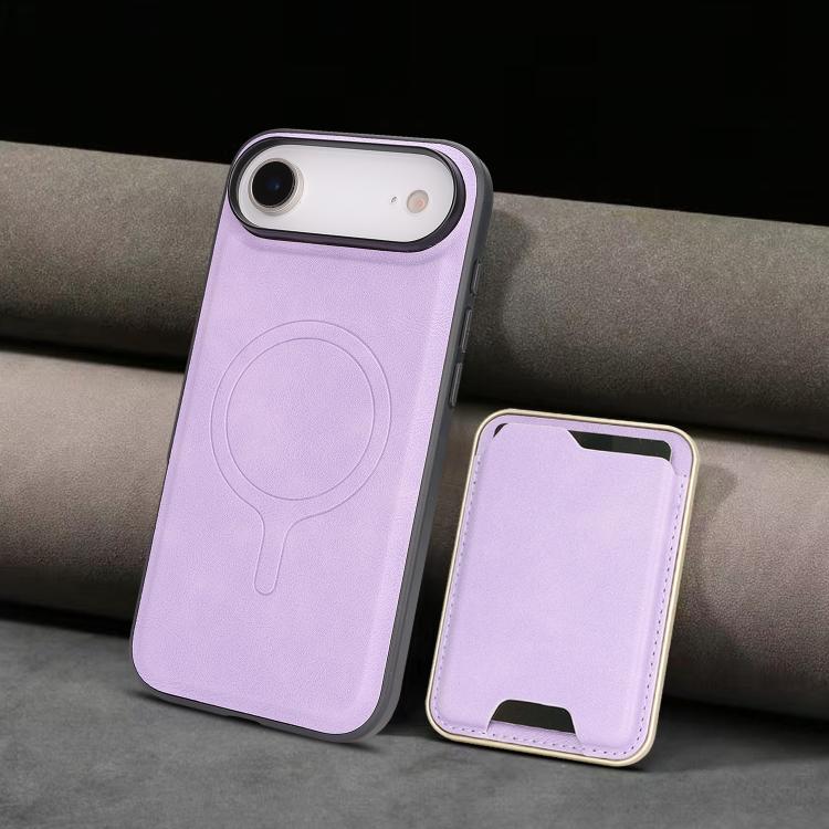 For iPhone Air Kalebol Slim MagSafe Ring Magnetic Card Bag Leather Phone Case(Purple) by Kalebol