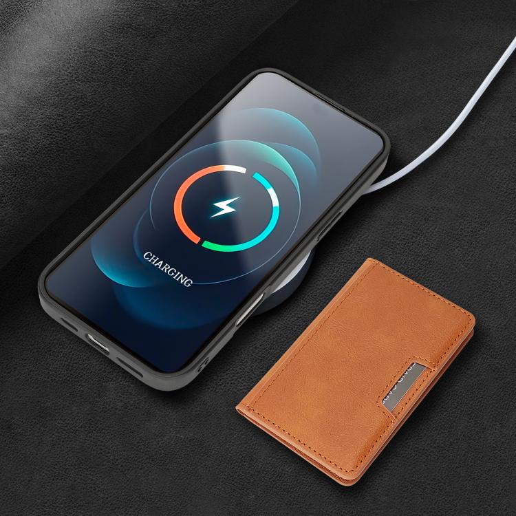 For iPhone 17 Pro Max Kalebol Strong MagSafe Magnetic Two-Fold Card Bag Leather Phone Case(Brown) by Kalebol