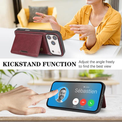 For iPhone 17 Pro Max Kalebol Strong MagSafe Magnetic Two-Fold Card Bag Leather Phone Case(Red) by Kalebol