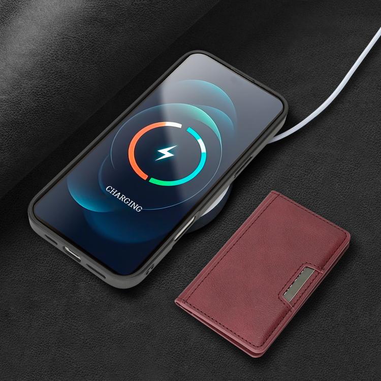 For iPhone 17 Pro Max Kalebol Strong MagSafe Magnetic Two-Fold Card Bag Leather Phone Case(Red) by Kalebol