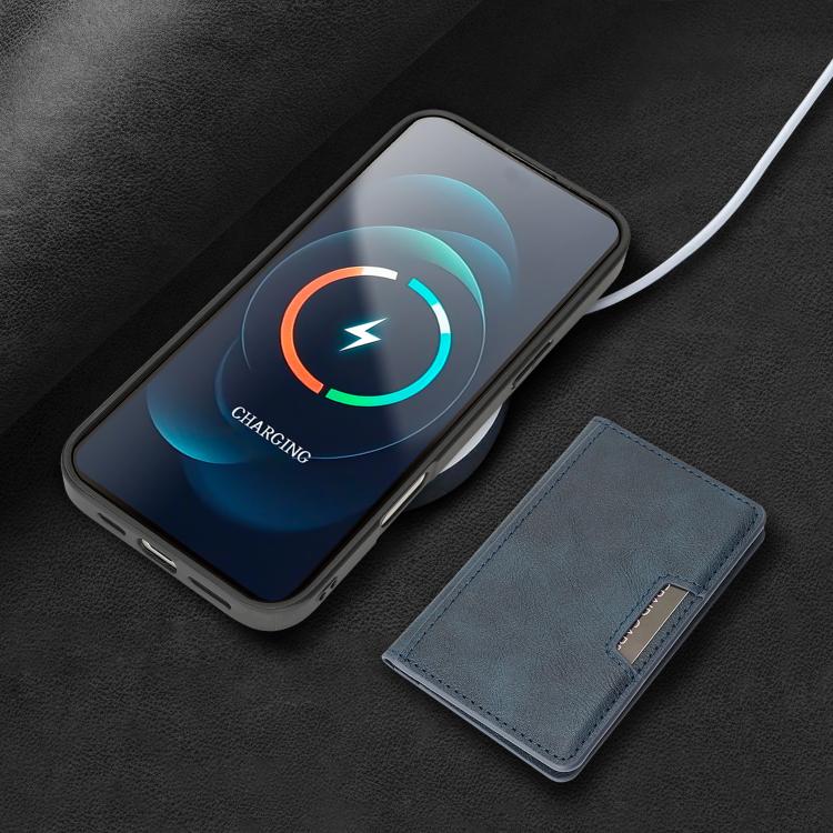 For iPhone 17 Pro Max Kalebol Strong MagSafe Magnetic Two-Fold Card Bag Leather Phone Case(Blue) by Kalebol