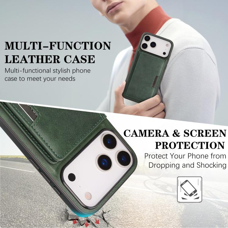 For iPhone 17 Pro Max Kalebol Strong MagSafe Magnetic Two-Fold Card Bag Leather Phone Case(Green) by Kalebol