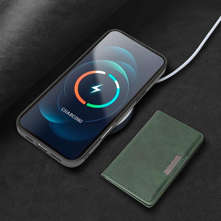 For iPhone 17 Pro Max Kalebol Strong MagSafe Magnetic Two-Fold Card Bag Leather Phone Case(Green) by Kalebol