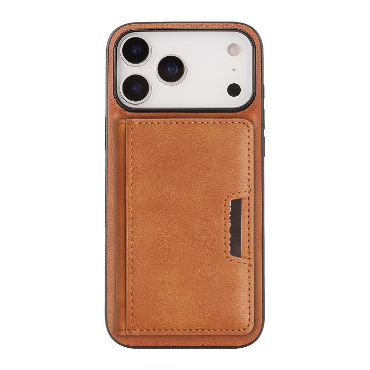 For iPhone 17 Pro Kalebol Strong MagSafe Magnetic Two-Fold Card Bag Leather Phone Case(Brown) by Kalebol