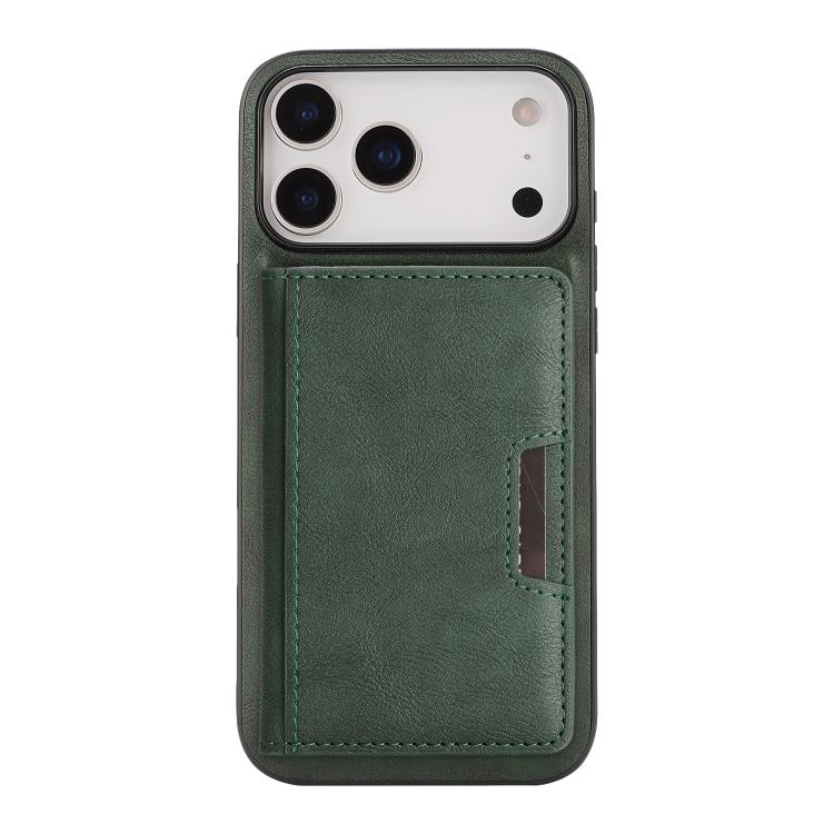 For iPhone 17 Pro Kalebol Strong MagSafe Magnetic Two-Fold Card Bag Leather Phone Case(Green) by Kalebol