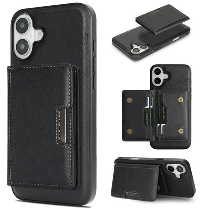 For iPhone 17 Kalebol Strong MagSafe Magnetic Two-Fold Card Bag Leather Phone Case(Black) by Kalebol