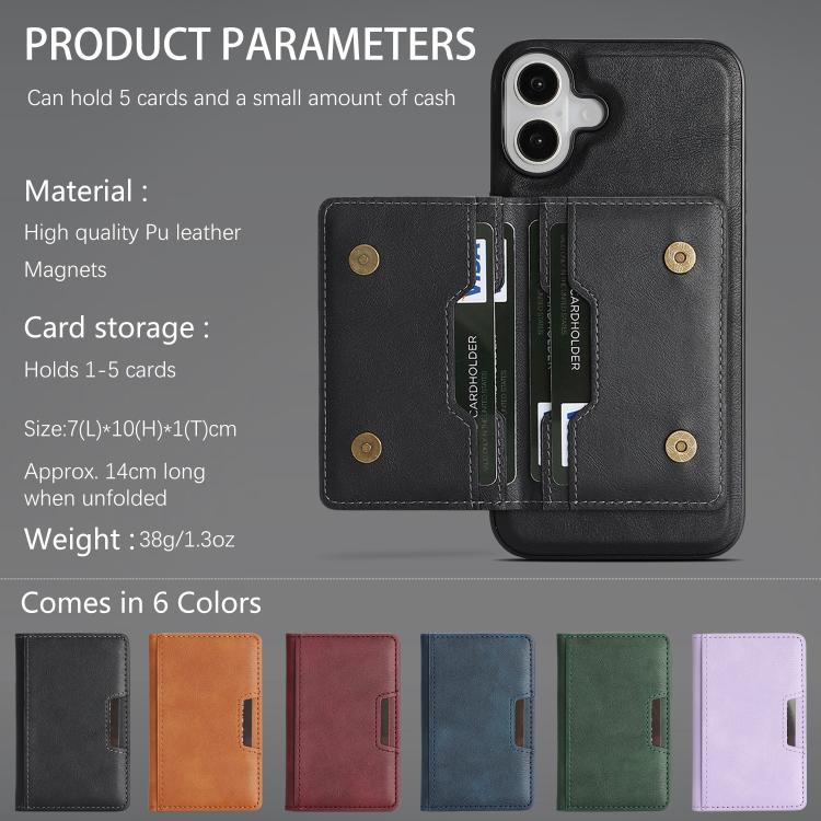 For iPhone 17 Kalebol Strong MagSafe Magnetic Two-Fold Card Bag Leather Phone Case(Black) by Kalebol