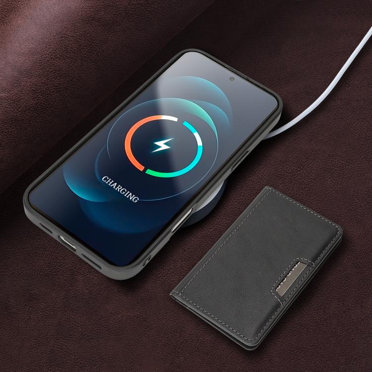 For iPhone 17 Kalebol Strong MagSafe Magnetic Two-Fold Card Bag Leather Phone Case(Black) by Kalebol