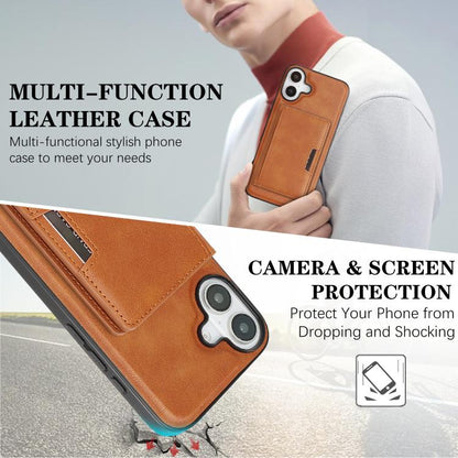 For iPhone 17 Kalebol Strong MagSafe Magnetic Two-Fold Card Bag Leather Phone Case(Brown) by Kalebol