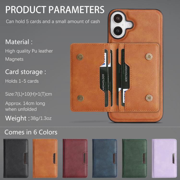 For iPhone 17 Kalebol Strong MagSafe Magnetic Two-Fold Card Bag Leather Phone Case(Brown) by Kalebol